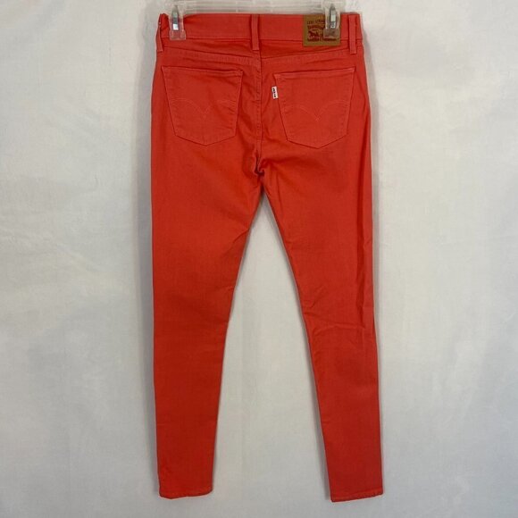 Levi's Women's 710 Super Skinny Jeans Size 26 (26 x 29) Coral Orange Mid Rise - Picture 3 of 11